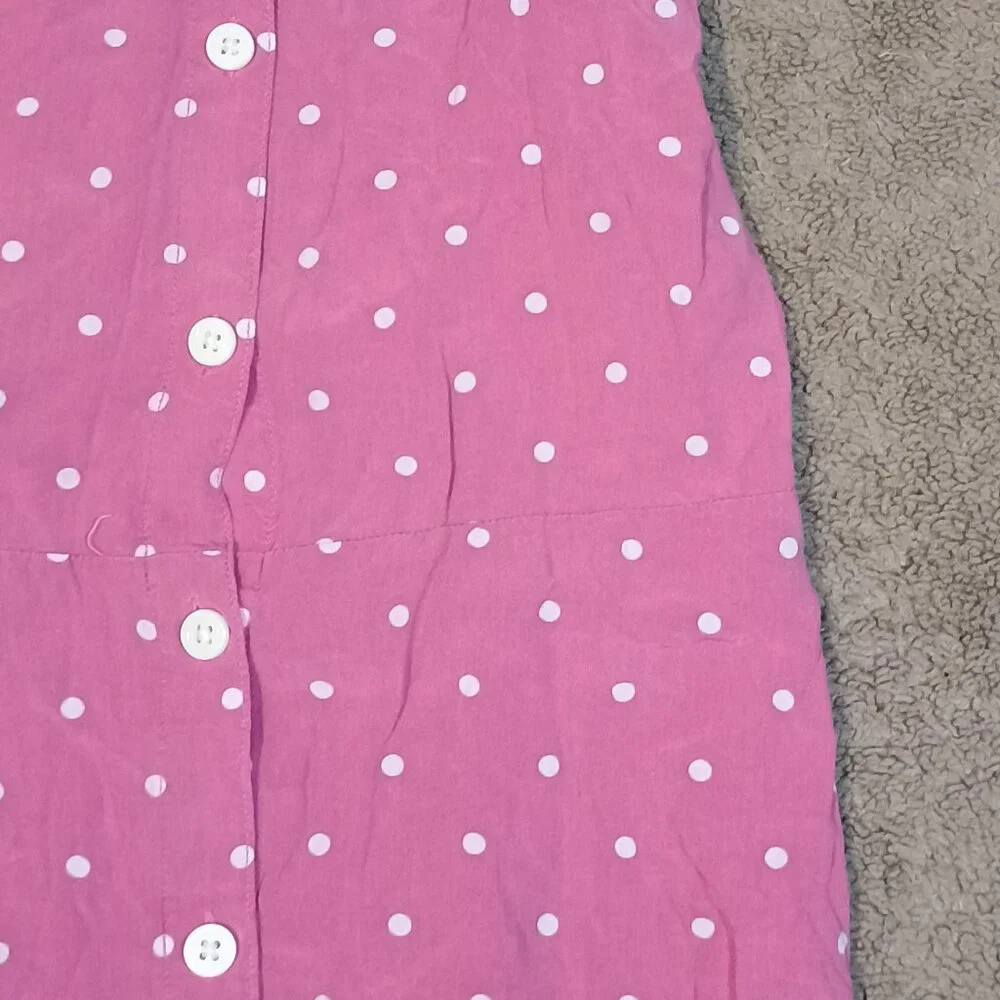 Gap Kids Dress Girls XXL 14-16 Pink White Polka Dot Button Front Tank Strap Sund